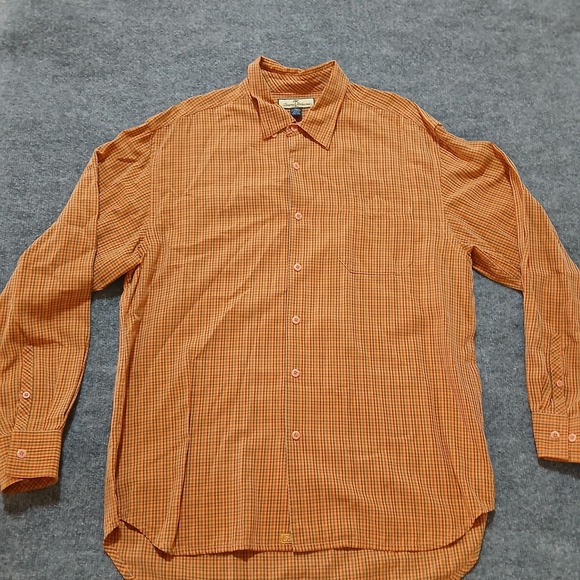 Tommy Bahama Shirt Mens XL Orange Plaid Button Up TENCEL Pocket Casual Hong Kong - Picture 1 of 6